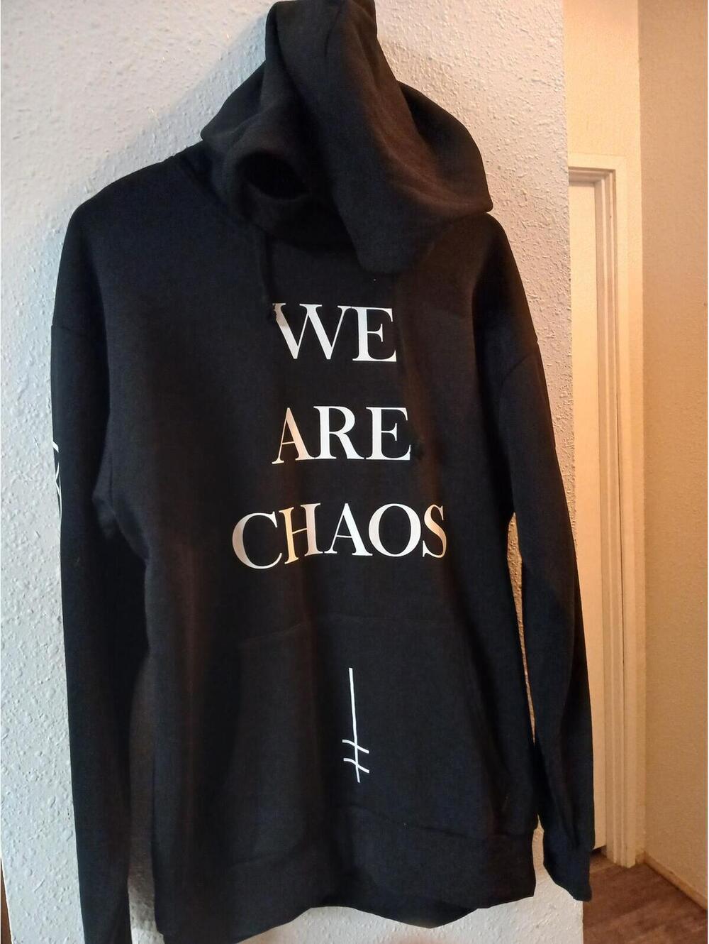 Dolls Kill x Marilyn Manson Black Graphic Hoodie Sweatshirt "We Are Chaos"